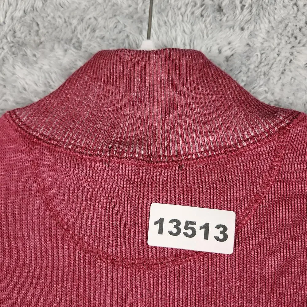 Eddie Bauer Sweater Mens XL Red Cotton Blend 1/4 Zip Mock Neck Knit Pullover